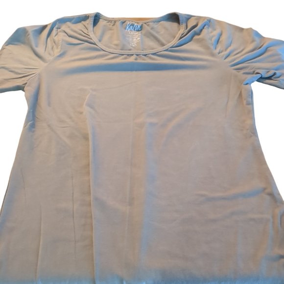 Woman's Large Kalon Shirt Spandex Round Neck Brown - Picture 1 of 2